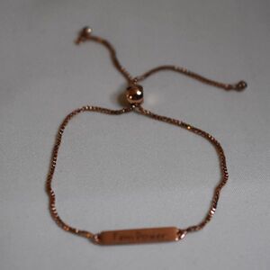 Pura Vida Engraved "Fem Power" Rose Gold 5"-8" Slide Toggel Trendy Chic Bracelet